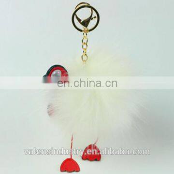 Cute Fluffy Faux Fur 24 Hour Pom Pom Bird Shape Keychain for Girls' Gift Hand Bag Accessories Car Pendant photo-5
