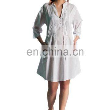 cotton dress wholesaler manufacturer india white color tunic with embroidery top short dress