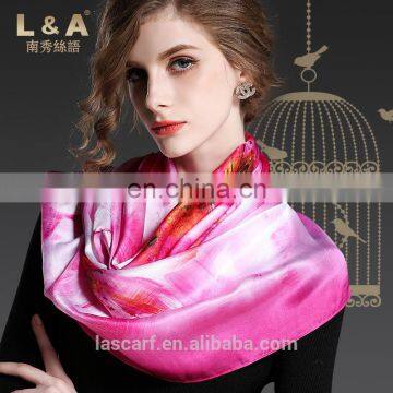 Purple silk square scarf for women factory wholesale