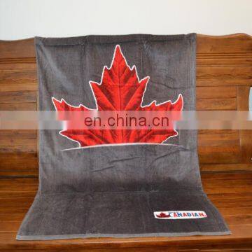 China Manufacturer Custom Personal Maple leaf Design Cotton Reactive Printed Towel Dress Beach