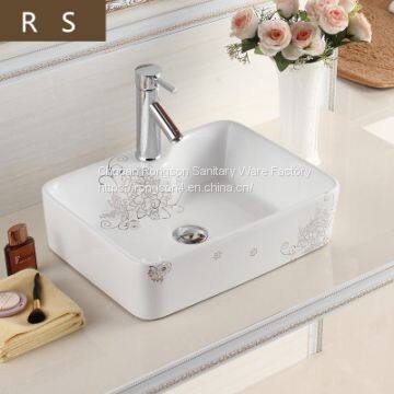 Best quality bathroom ceramic square golden colored new design wash hand basin sink