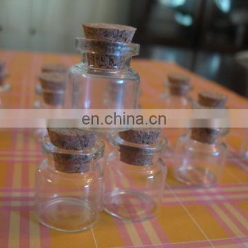 Mini Small Clear Glass Storage Bottle With Cork Stopper