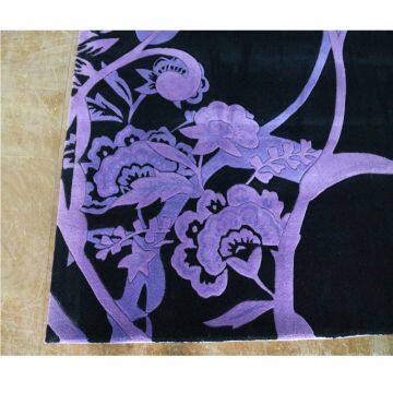 Black And Purple Floral Cut Pile Area Rug Carpet Wool Guangzhou Carpet photo-4