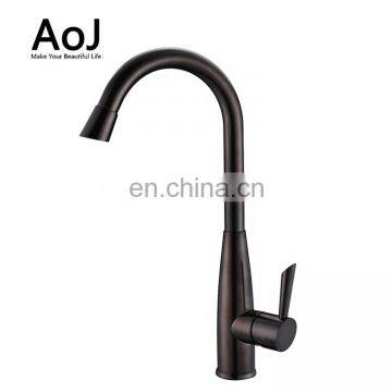 Commercial wall mount flexible tube black pull out kitchen faucet