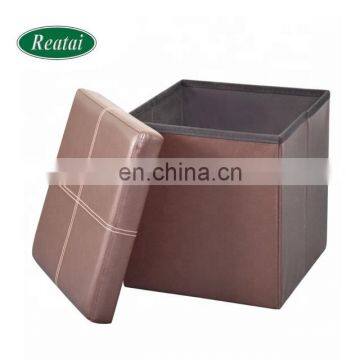 Reatai Hot Sale Colorful Leather Footstool Lounge Pouf Bench Ottoman photo-3