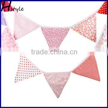 Fabric Bunting, Narrow Flags, Pastel and Bright Wedding, Party, Baby Shower 10ft PL032