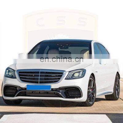 Car Accessories Auto Parts PP Material Front Bumper Rear lip Exhaust Tips 2018 Bens S class w222 S63 AMG Style Full Body Kit