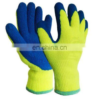 Golden Manufacturer Acrylic Terry Cold Weather Gloves Warm Insulated Safety Gloves Latex Coated Hand Winter Thermal Gloves