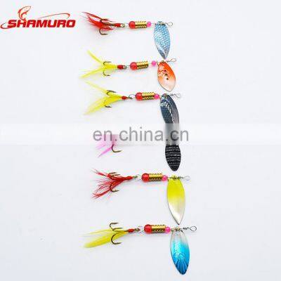 Free Sample 5.4cm 3.5g Spinner Paillette Metal Spoon With Feather Bait Fishing Lure