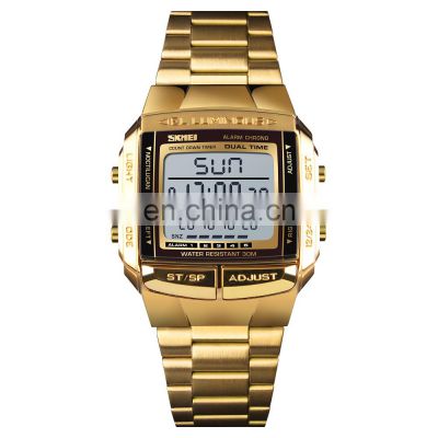 SKMEI Brand Watches 1381 Custom Logo Square Stainless Steel Digital Watch Men