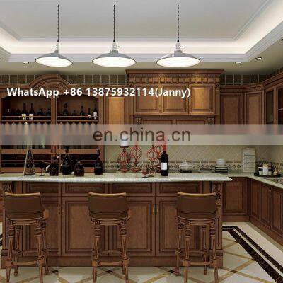 American Style Antique Luxury Modular Kitchen Furniture 3D Design Kitchen Cabinets Solid Wood