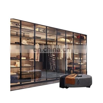 Modern Bedroom Design Aluminum Glass Door Wardrobe