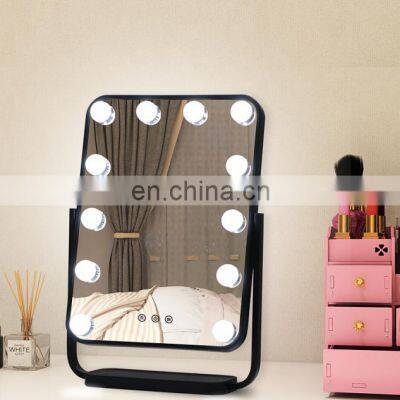 K&B hollywood style makeup mirror with led light rectangle makeup mirror with touch screen