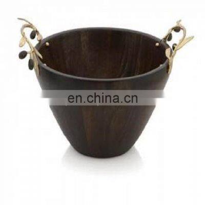 fancy black wooden bowl with gold handle