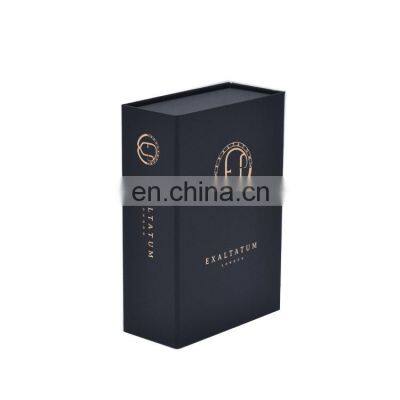 Custom Logo Paper Gift Box Packaging Storage Luxury Black Book Style Cardboard Paper Perfume Box Cases photo-3