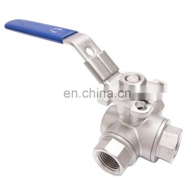 COVNA DN40 1.5 inch 3 Way L Port 1000 WOG High Pressure 304 Stainless Steel Handle Ball Valve with Lock upvc/brass/stainless