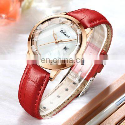 CHENXI 317 Luxury Fashion Quartz Wristwatches Leather Bracelet Women Crystal Rose Gold Waterproof Quartz Watch