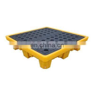 high quality Eco-friendly 1460x1460 4 Drum Square Plastic Pallet Heavy Duty For Storage Spill Control