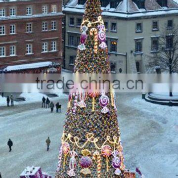 New design 15m giant christmas tree with candy decoration