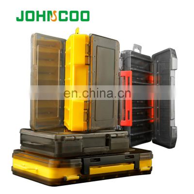 JOHNCOO Amazon Hot Selling Waterproof Double Sided Visible 14 Compartments Hard Fishing Tackle Container Fishing Lure Box