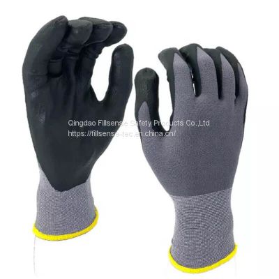 15Gauge Nylon Spandex Liner Nitrile Foam Coated Work Gloves EN388 4131X