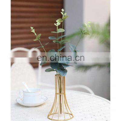 Luxury Nordic Metal Geometric Flower Vase Desktop Creative Glass Dried Flower Vase photo-3