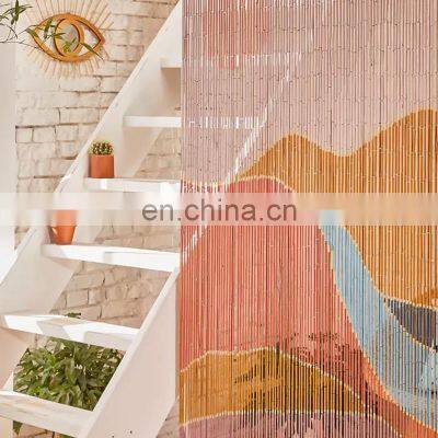 Best Selling Product Landscape Bamboo Beaded Door Curtain Cheap Wholesale Beaded Painted Door Curtain Wholesale photo-2