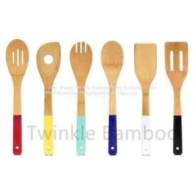 Colorful bamboo wood cooking spoon set bamboo utensil Wholesale from China