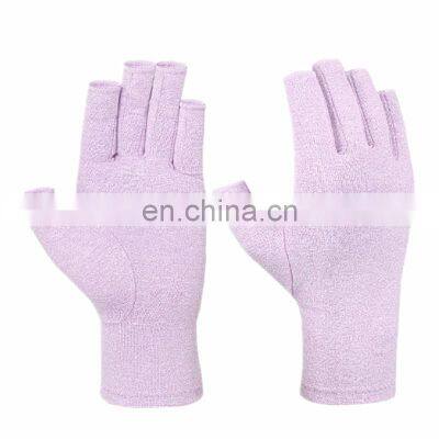 Hands Therapy Arthritis Compression Gloves Copper Fingerless Half Finger Cotton Infused Anti-slip Women Cotton and Spandex