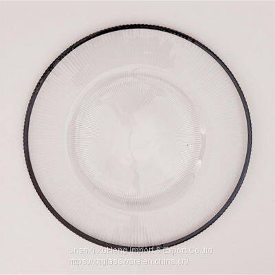 Wholesale Banquet Wedding Gold Silver Rimmed Glass Charger Plate photo-3