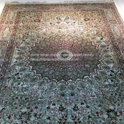 5x8ft Green Color Fine Quality Handmade Silk Persian Carpet for Home Decor