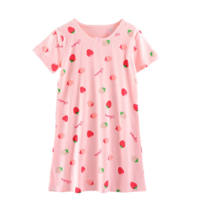 A-class Cotton Strawberry Printed Children's Pajamas Short Sleeved Home Clothing Girl's Pajamas photo-2