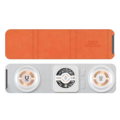3 in 1 Foldable Wireless Charging Pad Magnetic Fast Charging for Apple Watch and Headphones Wireless Charger