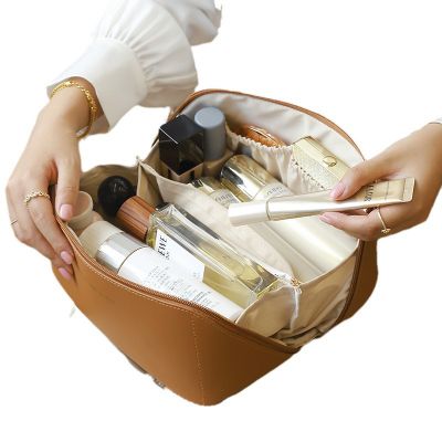 Custom Makeup Bag Portable PU Leather Waterproof Toiletry Pouch Travel Make up Bag Multifunctional Brush Cosmetic Bag for Women photo-3