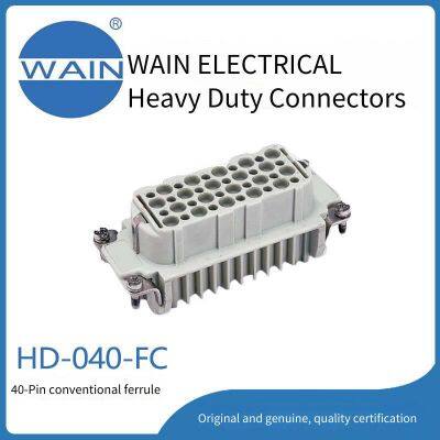 wain heavy-duty connector hd-040-fc insert with 40 pins, ultra-high density insert, rectangular connector, aviation plug