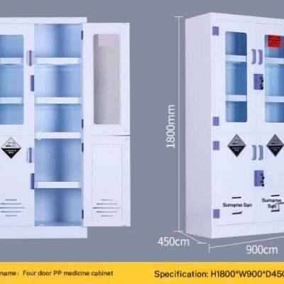 Gabinete resistente a ácidos e álcalis PP | com sistema de dupla fechadura | para armazenamento de produtos químicos de laboratório photo-3