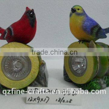 Polyresin Bird Figurine Decorative Solar Lights for Garden