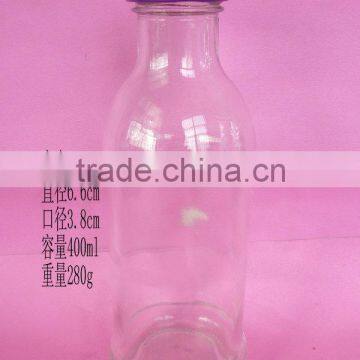 400ml glass juice bottle, 400ml glass beverage bottle with cap