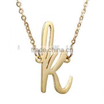 Custom School Girls Fashion Necklace Letter K Pendant In Stainless Steel