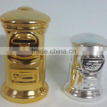 cute golden and silvery color ceramic money box