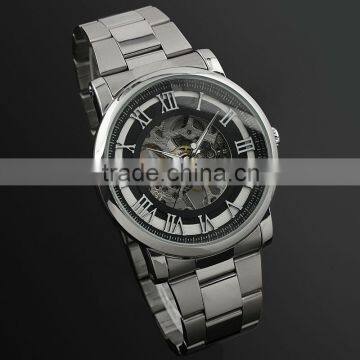 ESS Men's Silver Stainless Steel Skeleton Mechanical Watch WM270