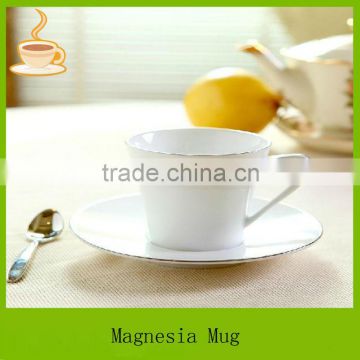 white ceramic coffee mug with saucer, porcelain mug wholesale, coffee cup made in china