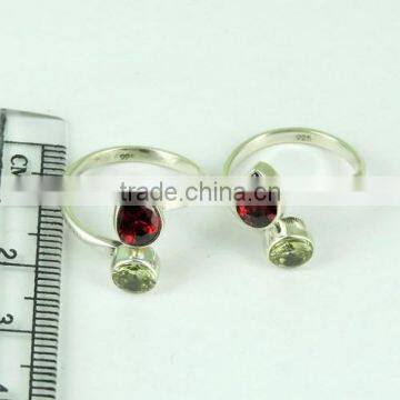 Indian Princess Red CZ_Green CZ 925 Sterling Silver Toe Rings, Silver Jewelry, 925 Sterling Silver Jewelry