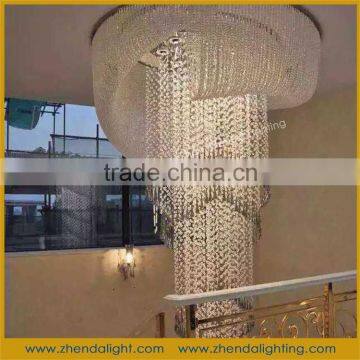 led crystal stair chandelier light with crystal ball and cognac crystal pendants