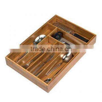 Multifunction Bamboo Kitchen Expandable Tableware Organizer Wooden Tray for Kitchen