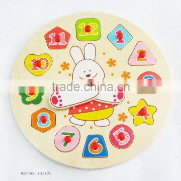 Educational toy for kids-5667A wooden rabbit clock