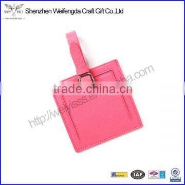 custom pink full grain leather luggage tag custom travel bag lable