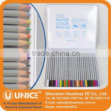 Water Color Pencil Drawing Set in Tincase; 24pcs Water Soluble Colored Pencil in Tincase