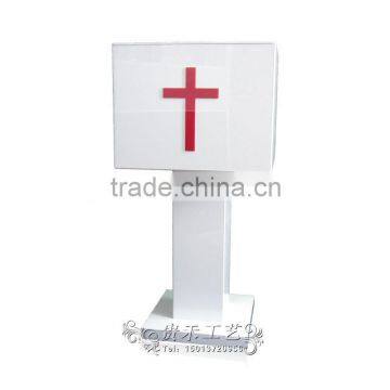 GH-RJ003 White Acrylic Donation Boxes With Locks/white Donation Boxes With Red Cross photo-4