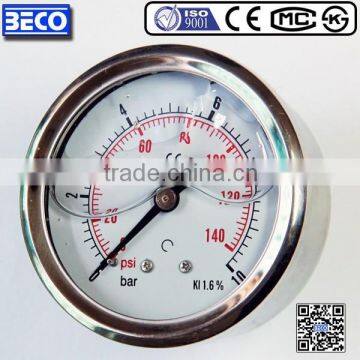 YBF-60D Glycerin filled all ss pressure gauge with CE and ISO9001 certification